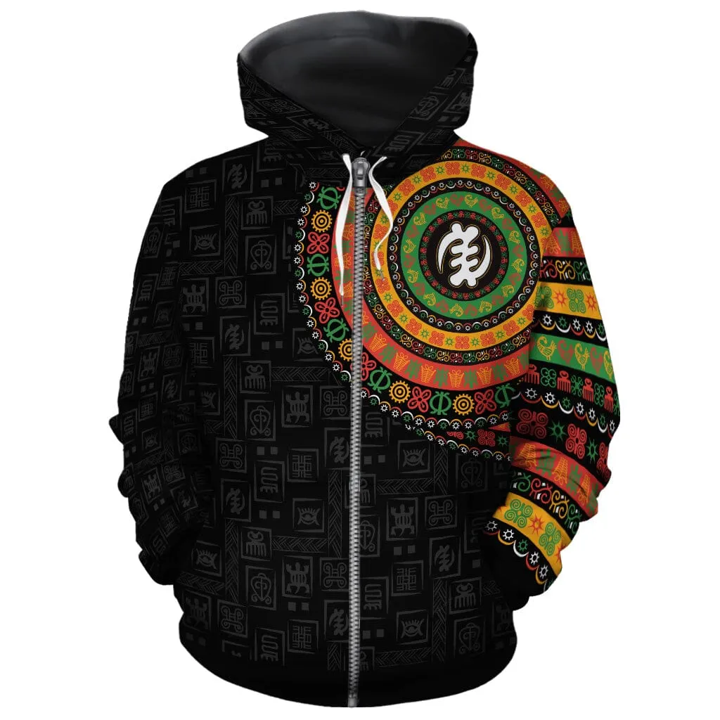 Adinkra Symbols Print Sleeve All-over Hoodie