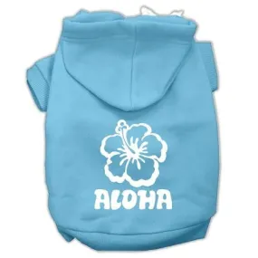 Aloha Flower Screen Print Pet Hoodies Baby Blue Size Xs (8)