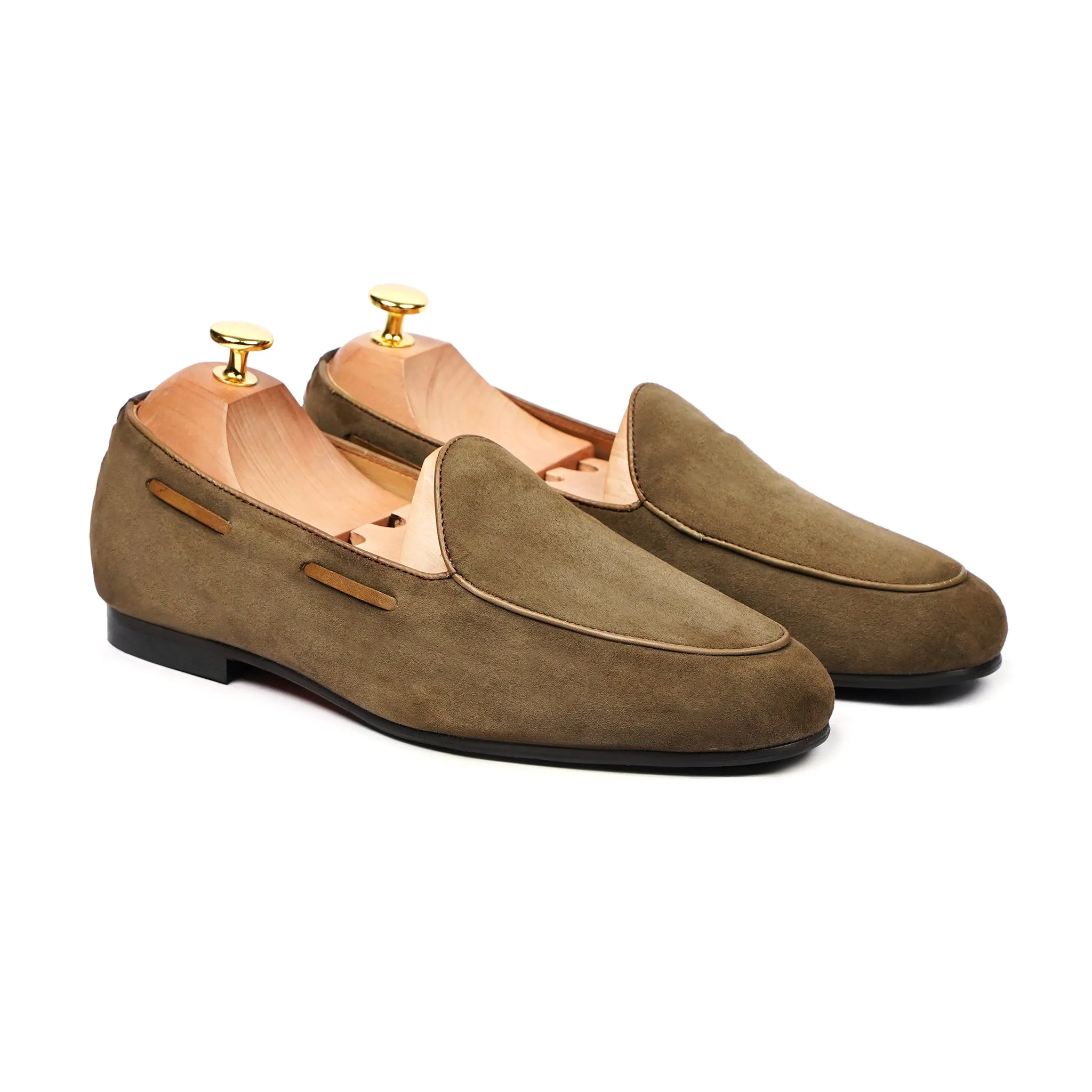 Anzio - Men's Dark Brown Kid Suede Loafer