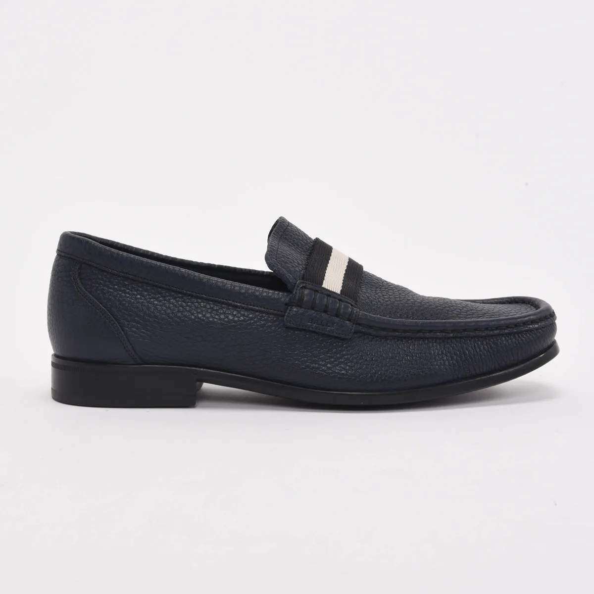 Bally Navy Grained Calfskin Tesly Loafers 8