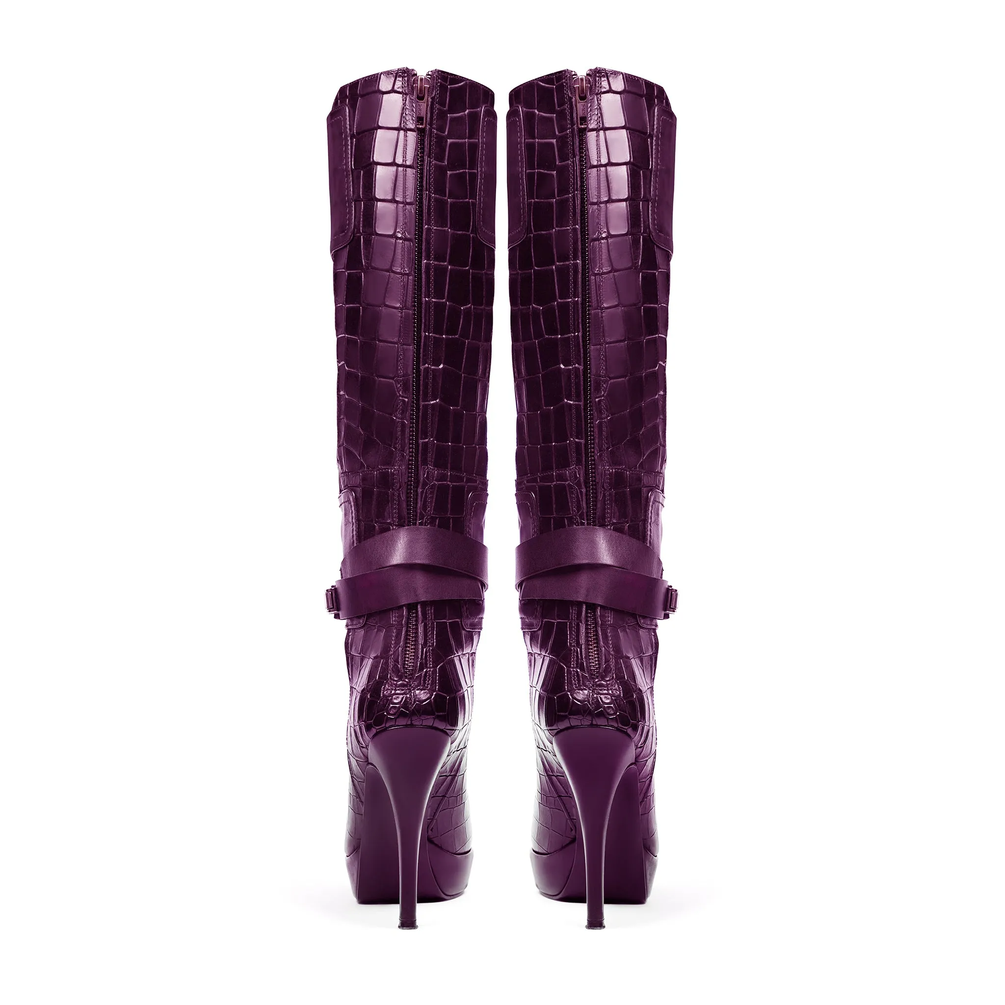 Beja - Ladies Light Purple Calf Leather Long Boot