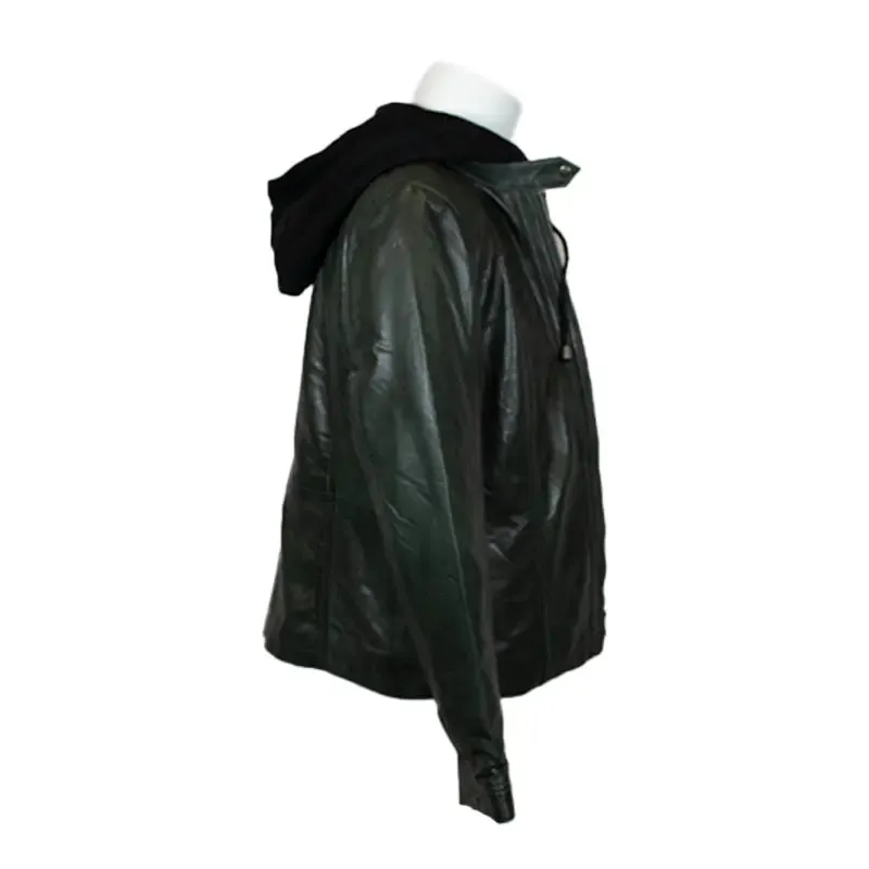 BOL Women's Detachable Hooded Leather Jacket