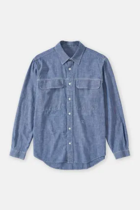 Closed Blue Chambray Military Shirt