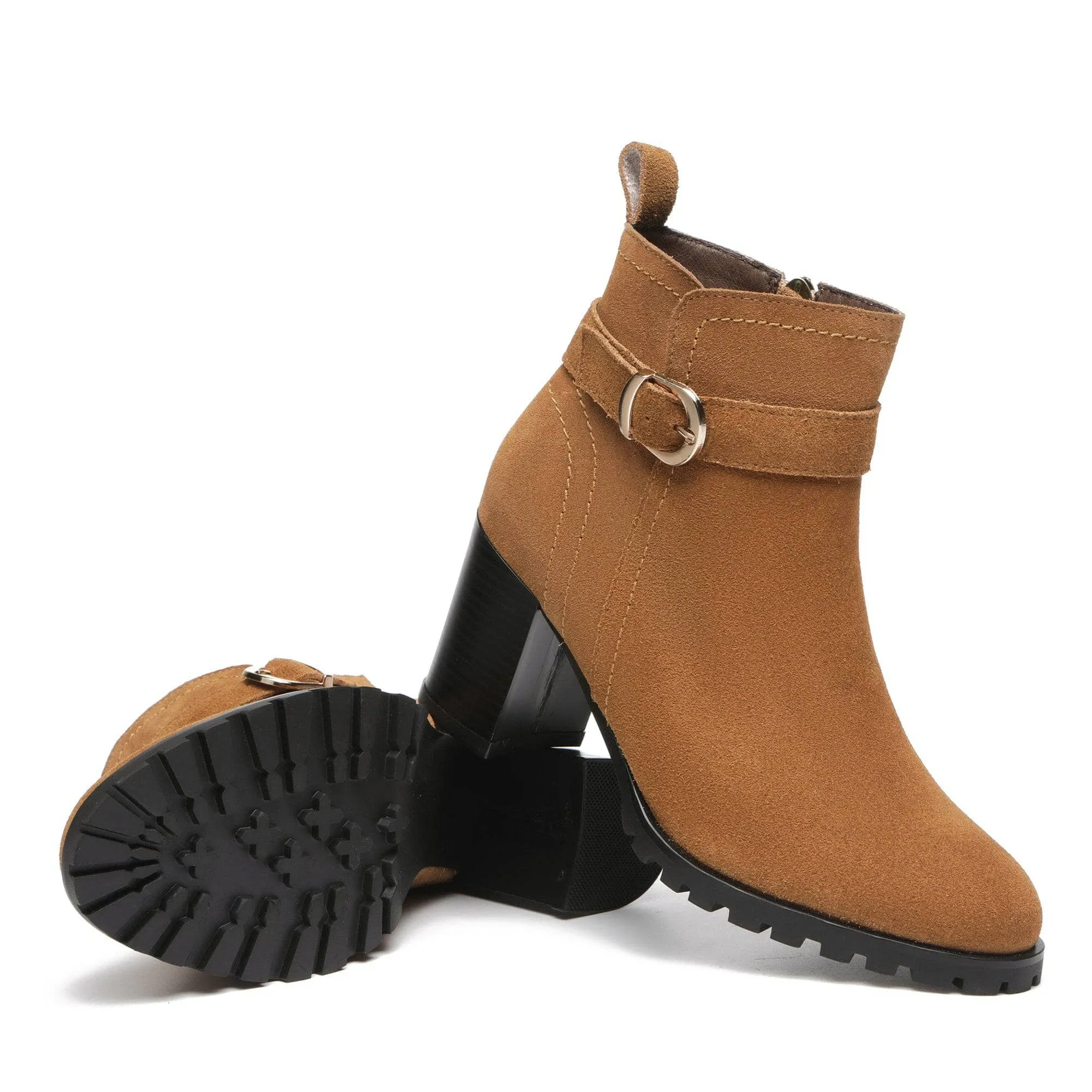 Coney Zipper Leather Ankle Boots