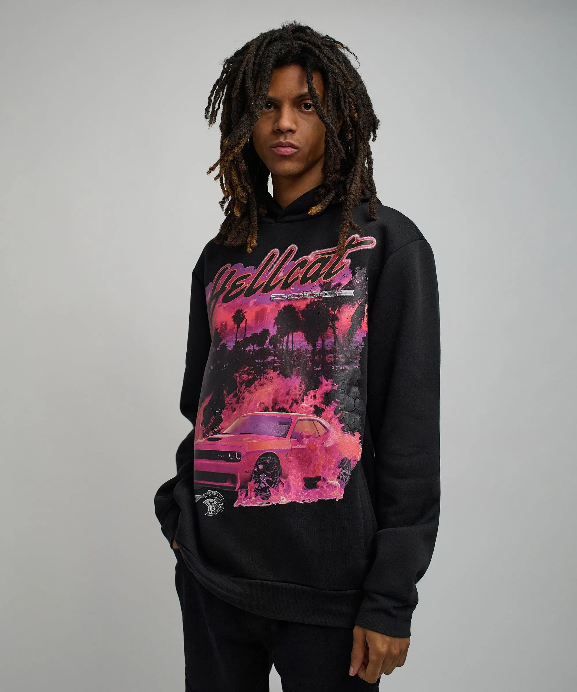 Dodge Hellcat Graphic Print Hoodie - Black