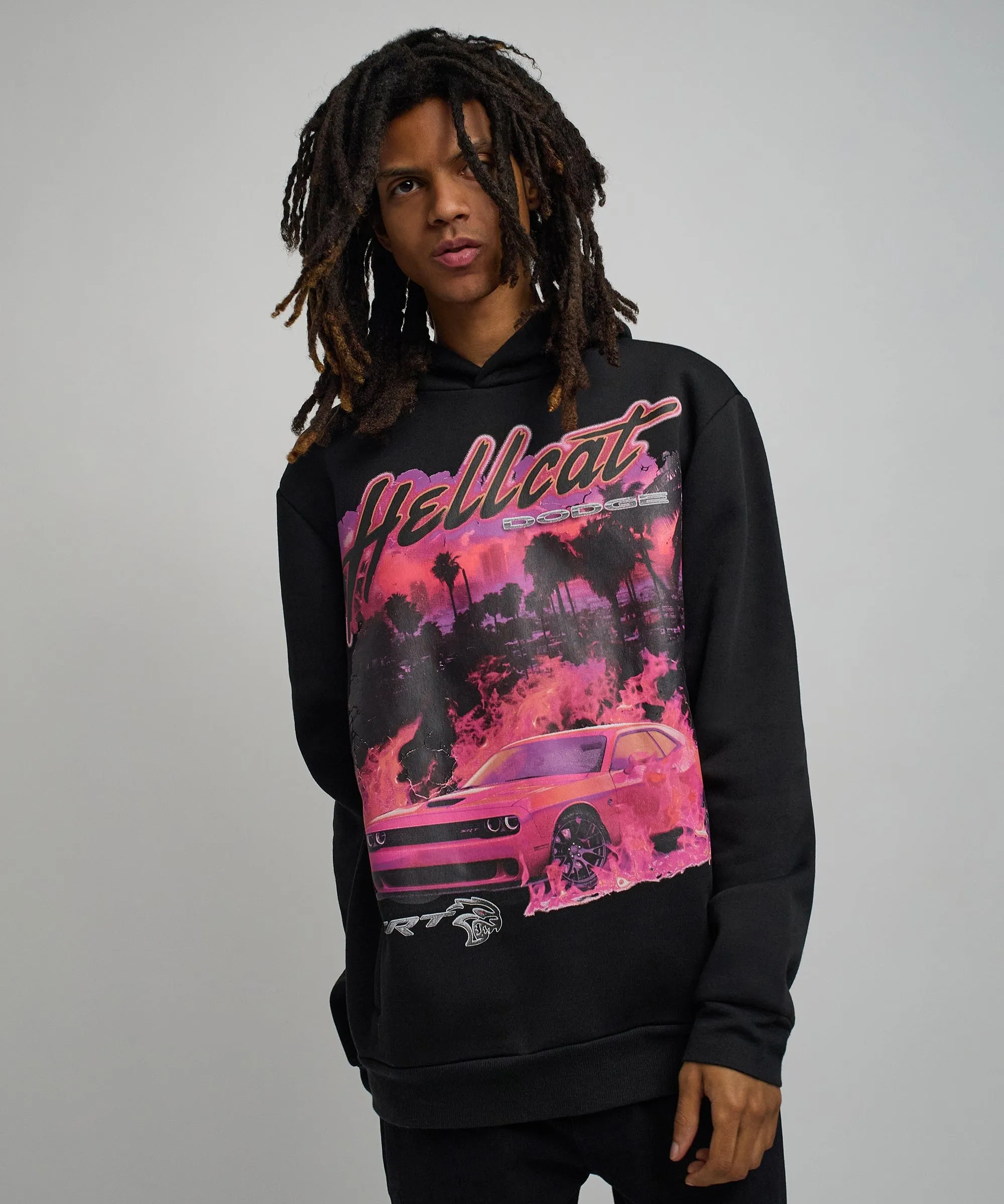 Dodge Hellcat Graphic Print Hoodie - Black