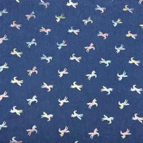 Foil Unicorns Chambray Denim Fabric