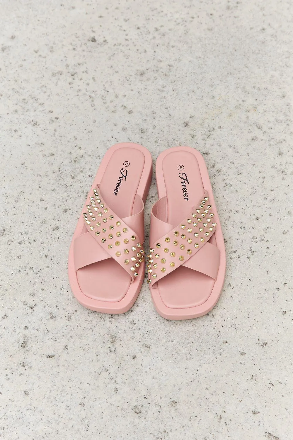 Forever Link Studded Cross Strap Sandals in Blush