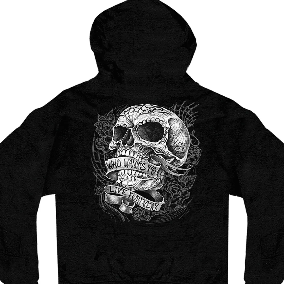 Hot Leathers GMZ4356 Men’s ‘Sweet Demise’ Black Hoodie with Zipper Closure