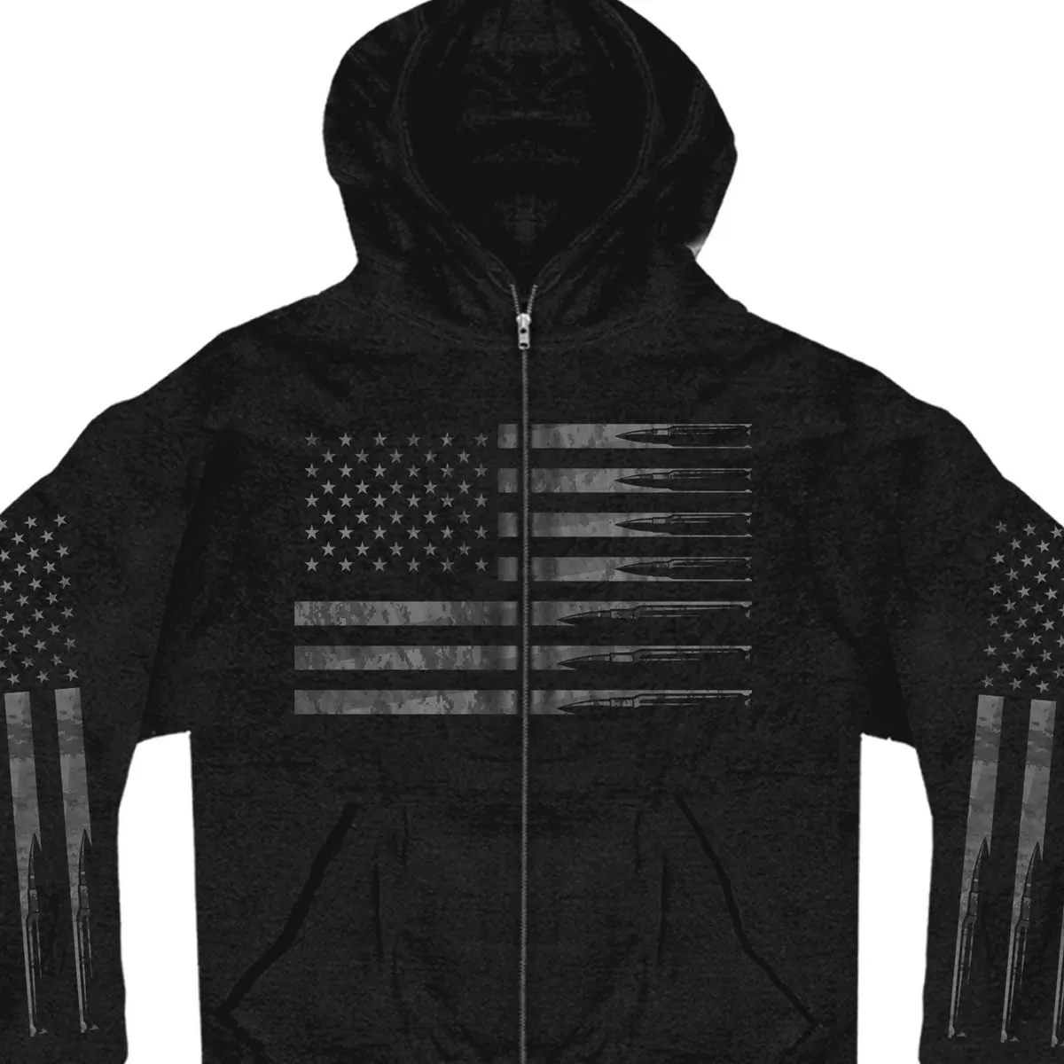 Hot Leathers GMZ4414 Men’s ‘American Flag Bullets’ Black Hoodie with