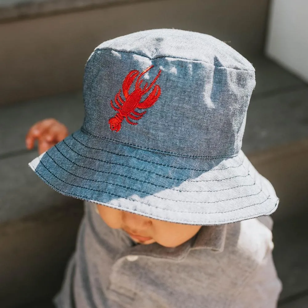 Lobster UPF 25  Chambray Bucket Hat for Babies and Toddlers