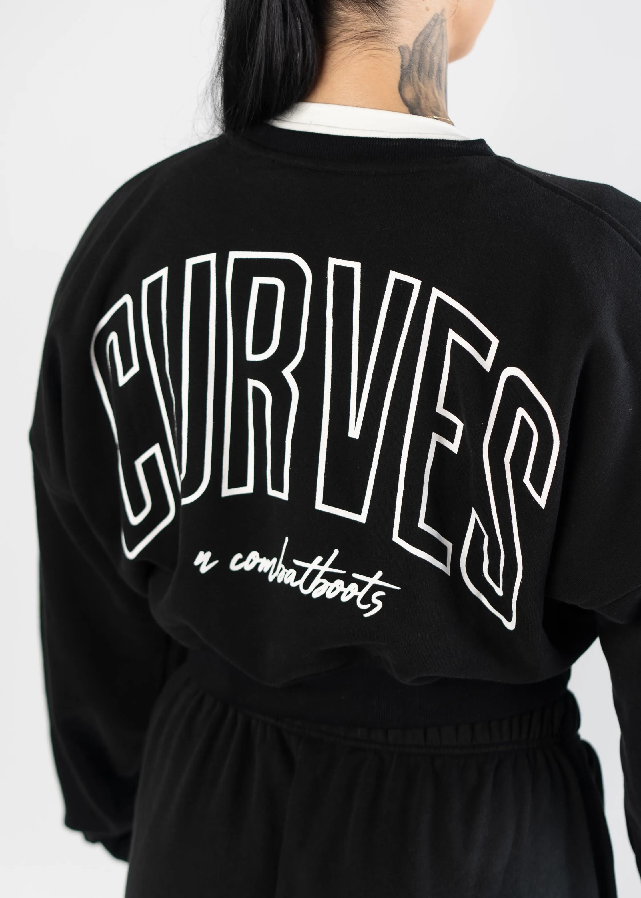 Lounge Cropped Crewneck | Black