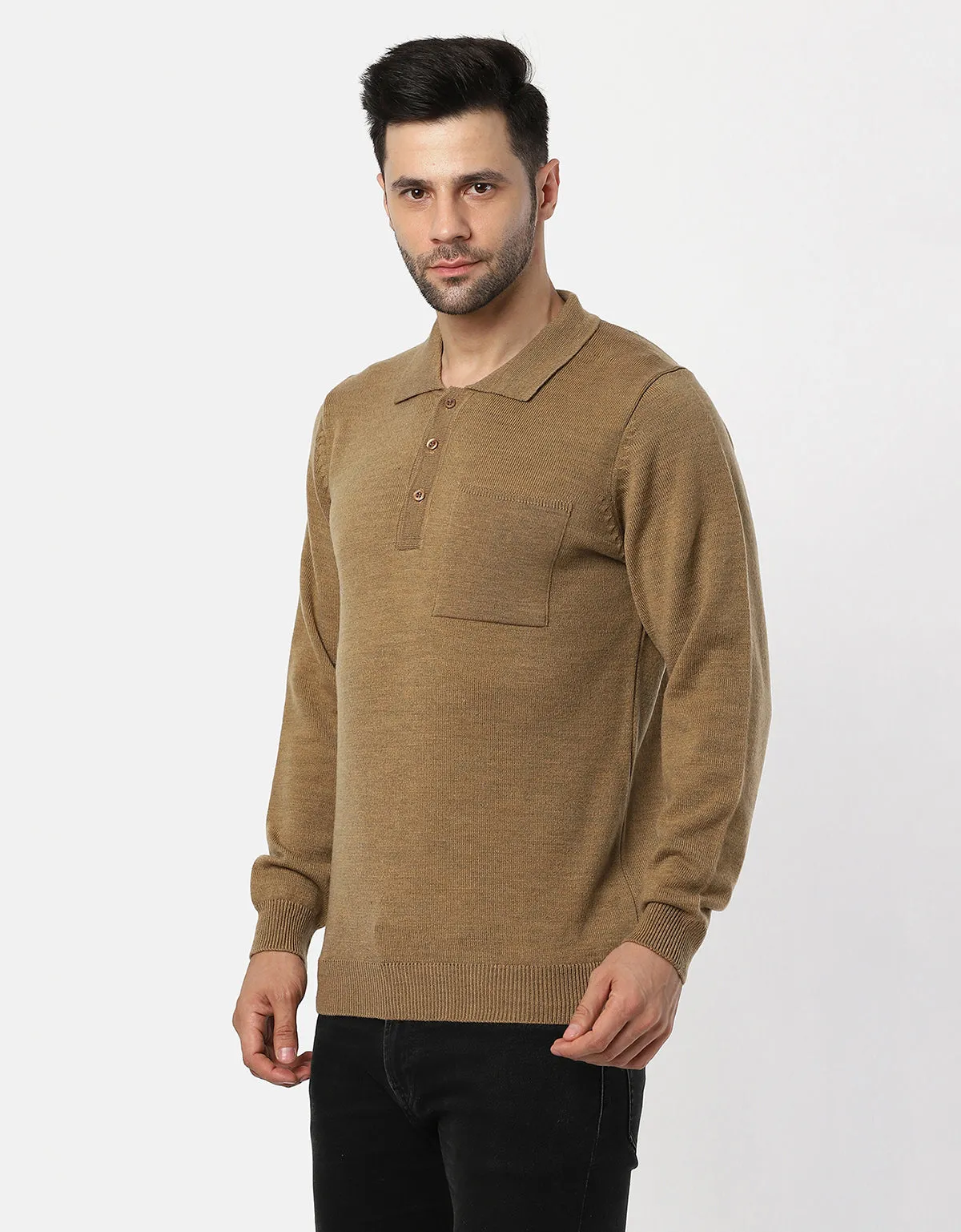 Men Woolen Collar Neck Pullover