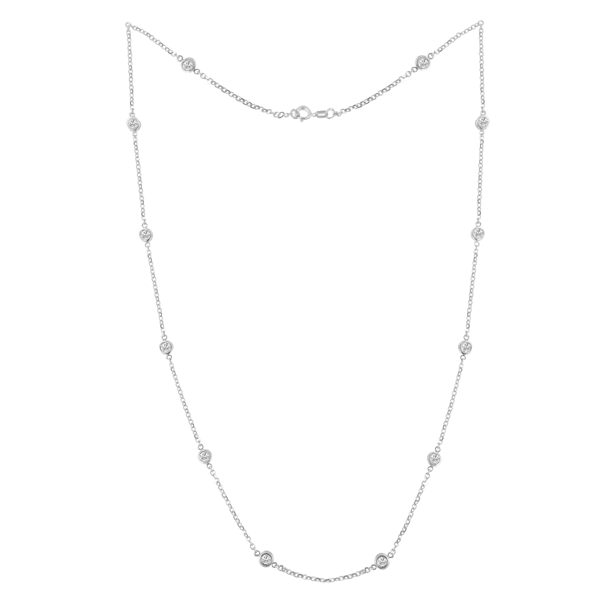 Sterling Silver Bezel-Set Diamond Station Necklace (1 cttw, J-K Color, I1-I2 Clarity)