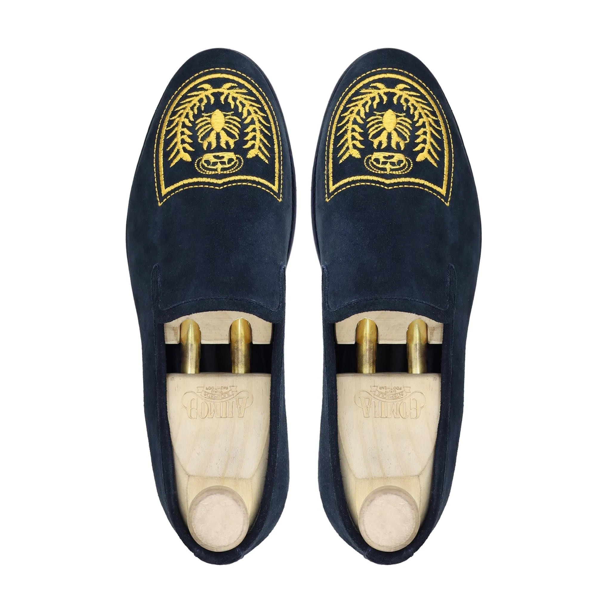 Stuna - Men's Navy Blue Kid Suede Loafer