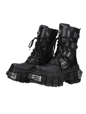 TEEK - Mens Platform Heavy Metal Motorcycle Boots