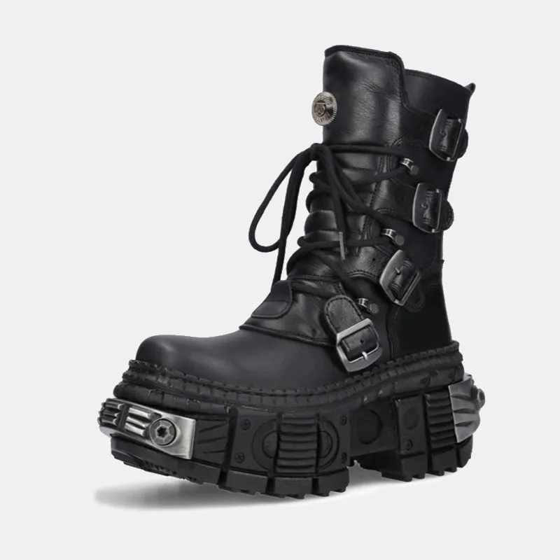 TEEK - Mens Platform Heavy Metal Motorcycle Boots