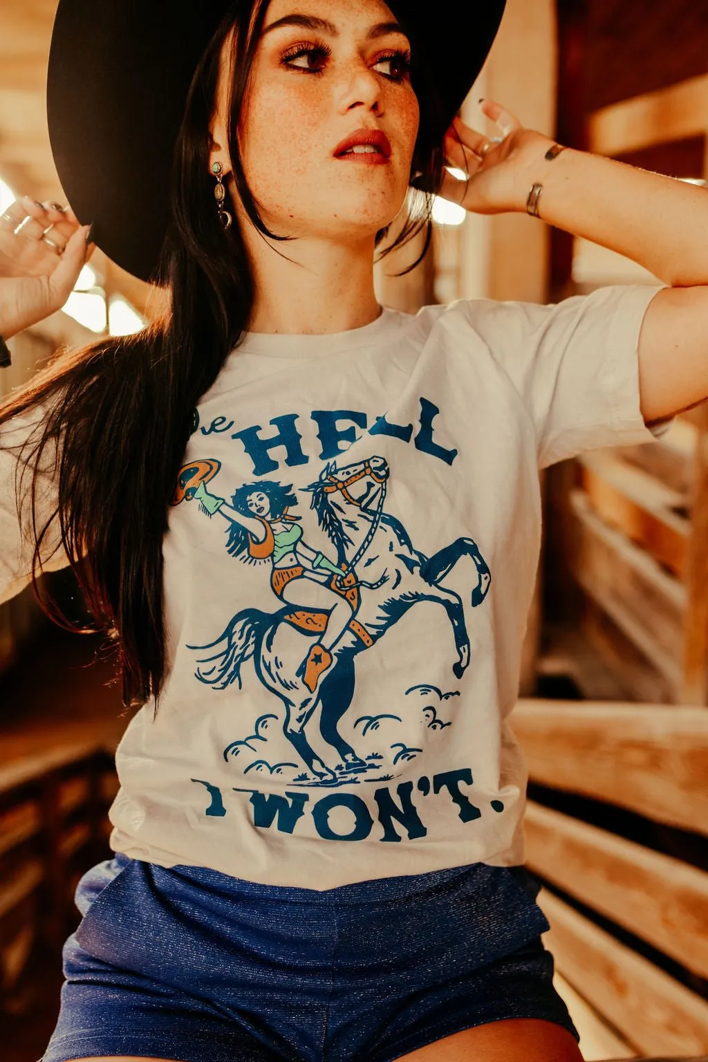 The Hell I Won't Cowgirl Graphic Tee