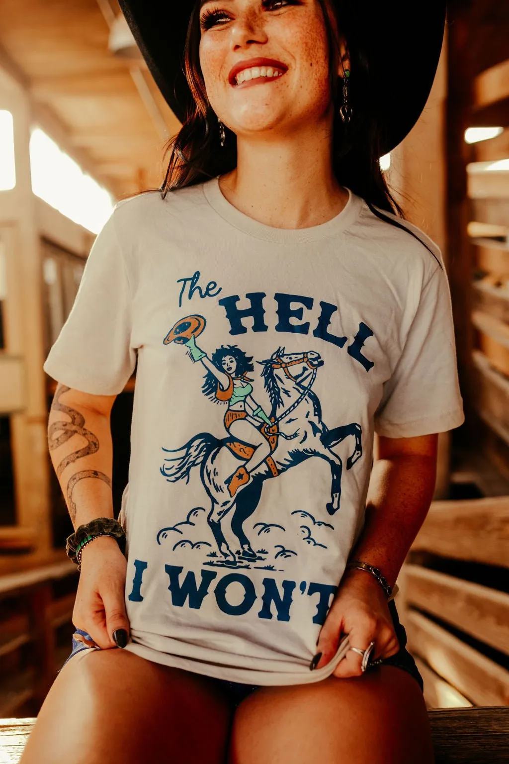 The Hell I Won't Cowgirl Graphic Tee