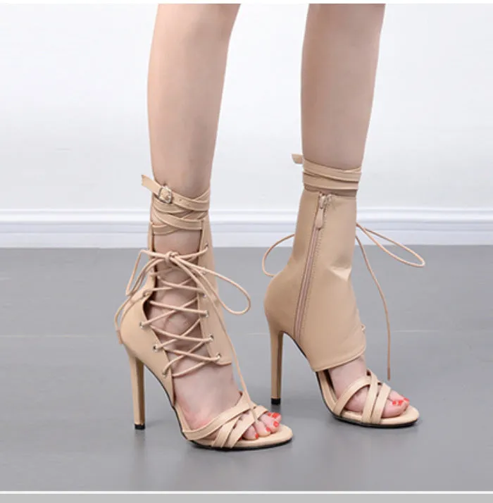 Thin High Heel Strappy Roman Sandals