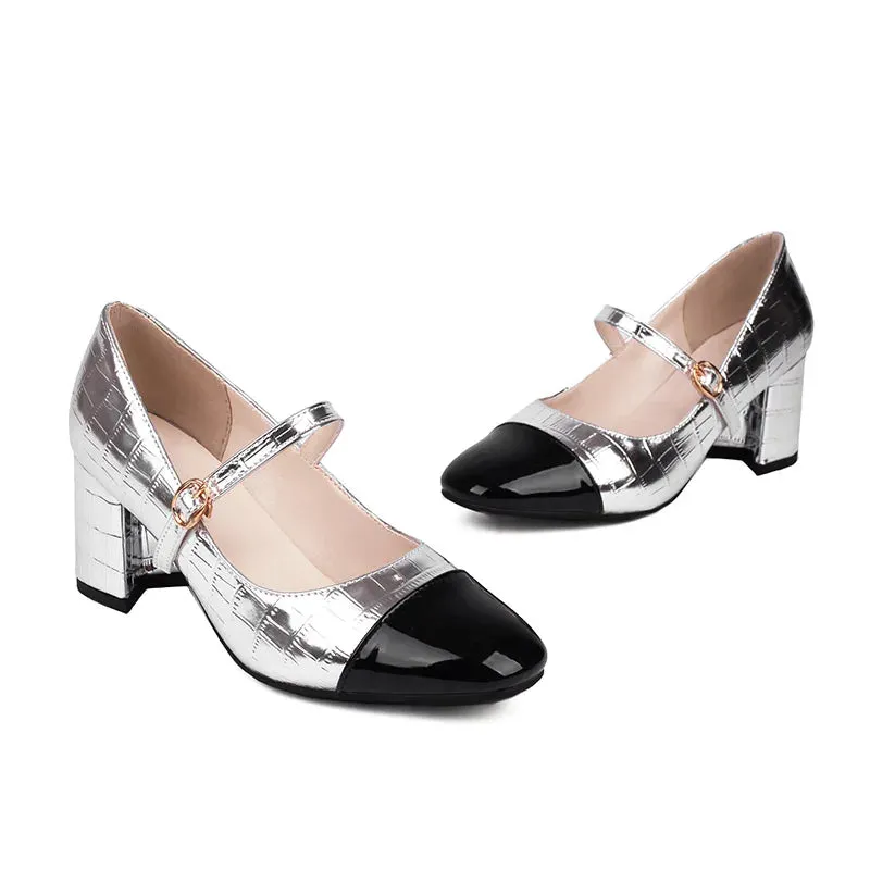 Two-Tone Square Heel Shoes