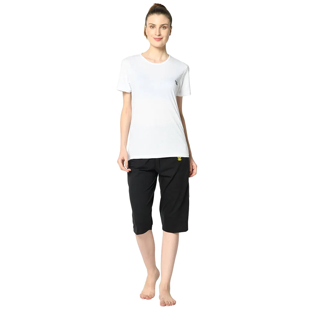 Vimal Jonney Black 3/4th Capri For Women's