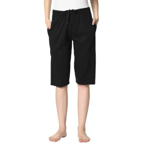 Vimal Jonney Black 3/4th Capri For Women's