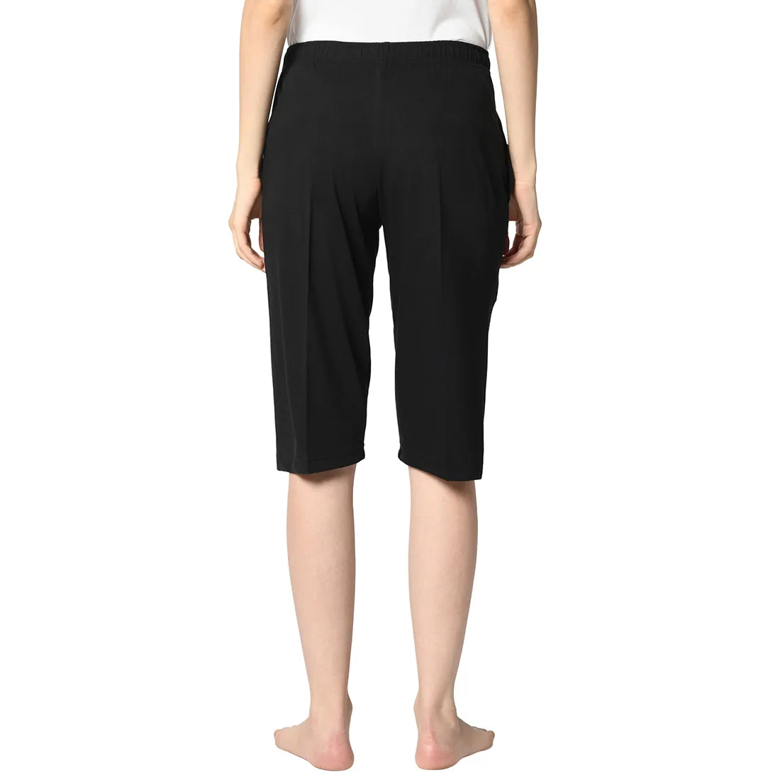 Vimal Jonney Black 3/4th Capri For Women's