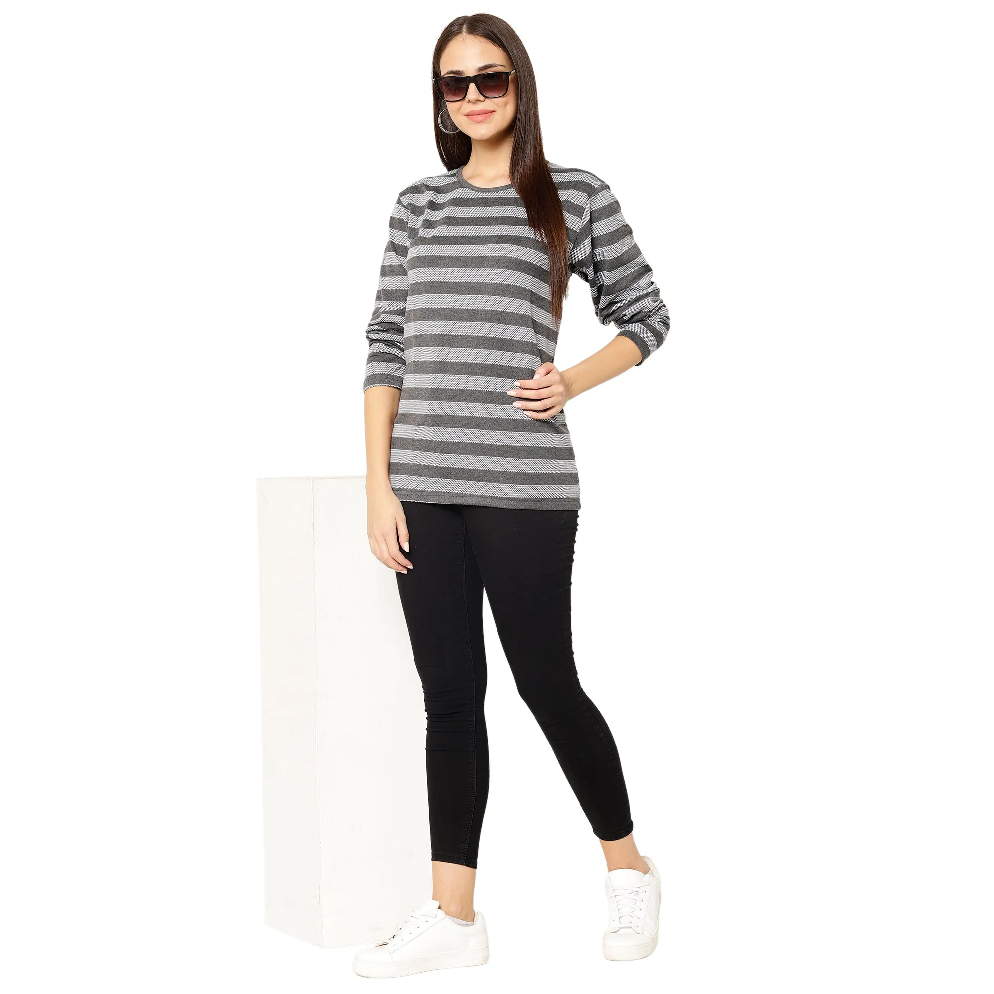 Vimal Jonney Grey Color Full Sleeve Tshirt For Women