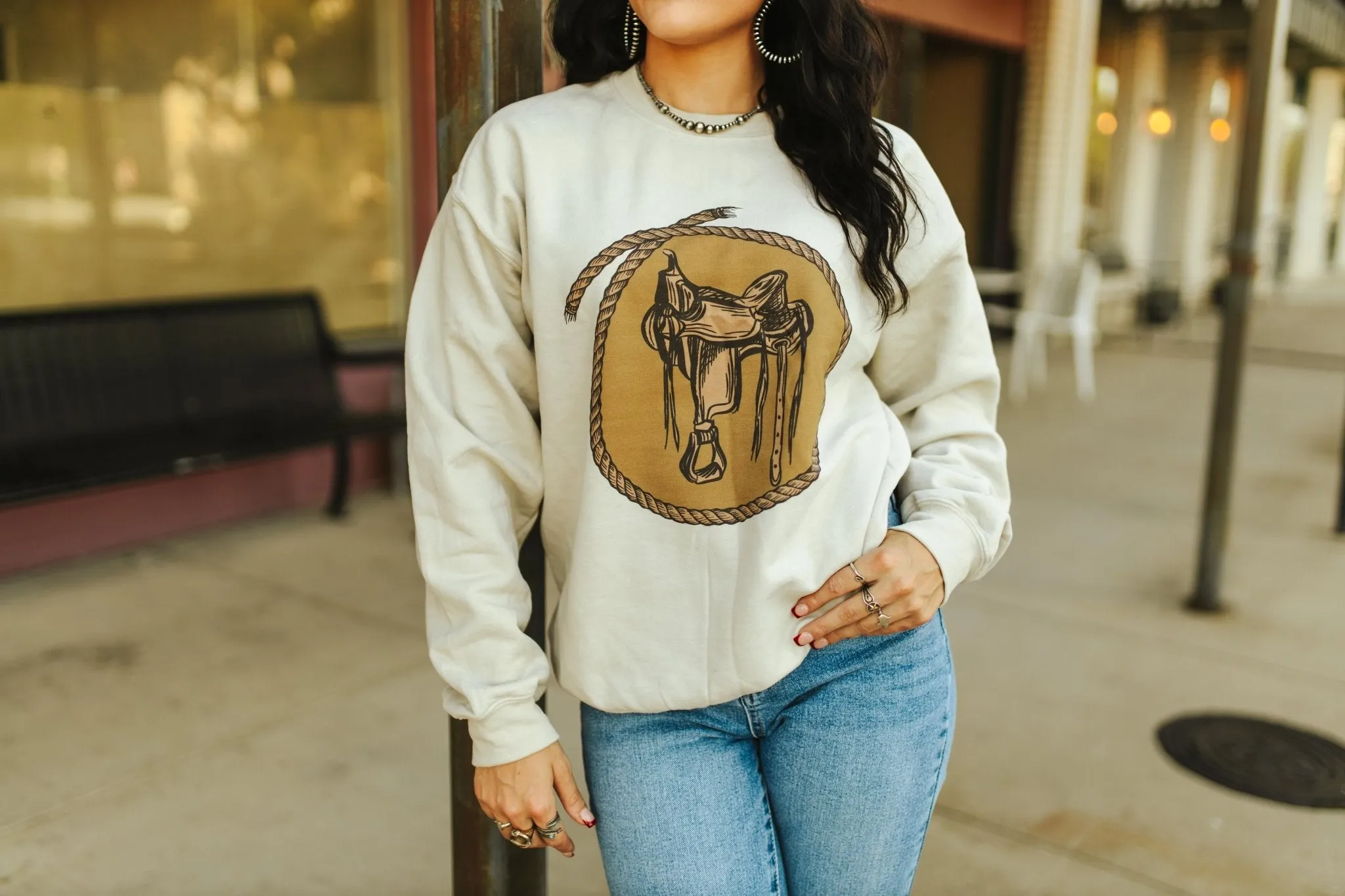 Western Saddle Graphic Sweatshirt