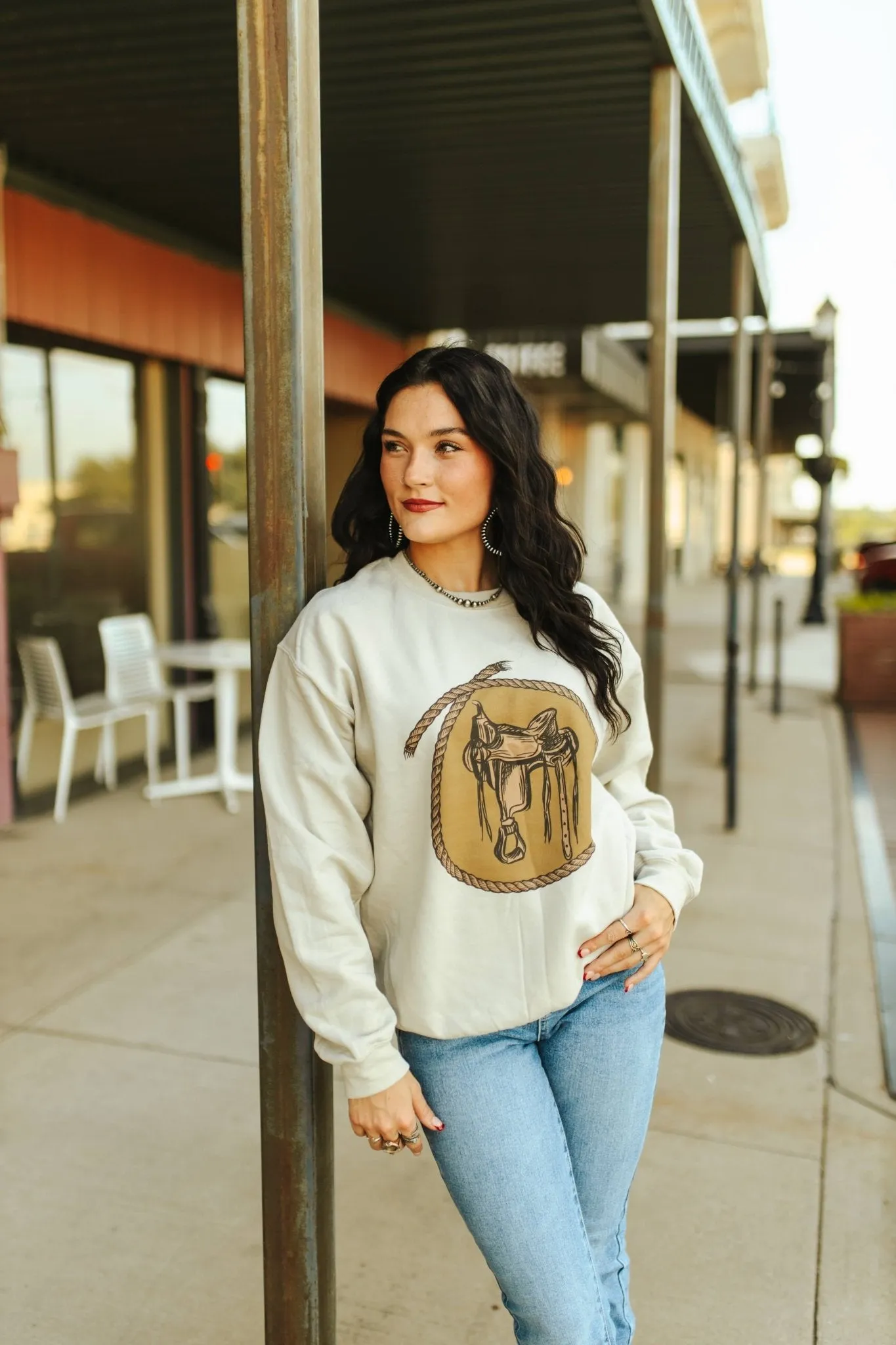 Western Saddle Graphic Sweatshirt