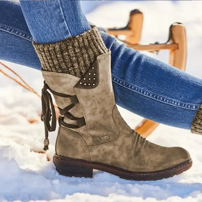 Winter Seude Leather Snow Boots for Women/Calf Length Shoes